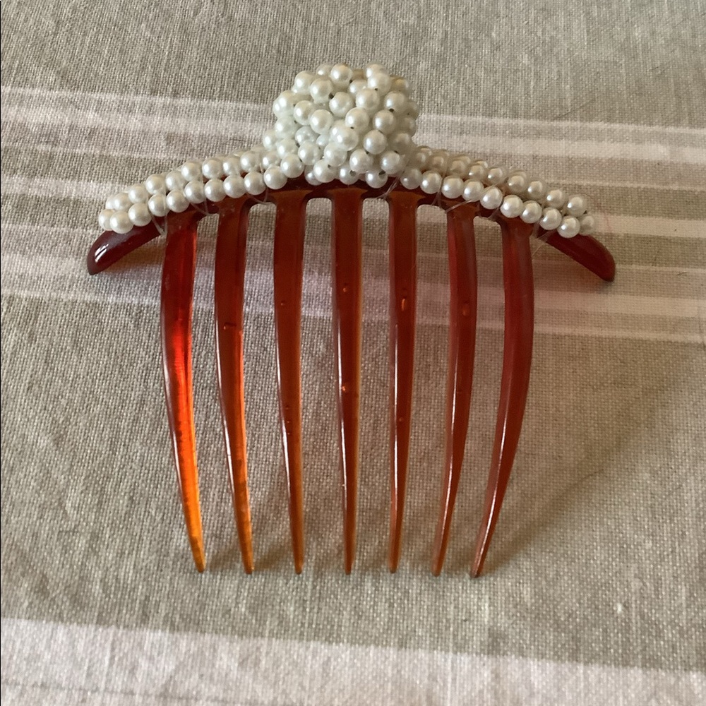 Large Tortoise & Pearl Hair Comb